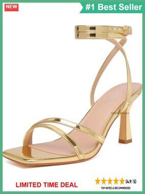 Strappy Kitten Heels Square Open Toe Ankle Strap Lace Up Heeled Sandals